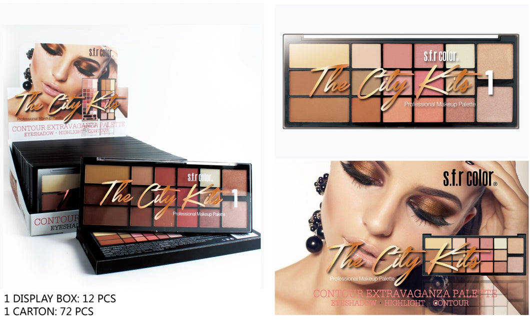 S.F.R. COLOR The City Kits Professional Makeup Palette Eyeshadow Highlight Contour (12pcs)
