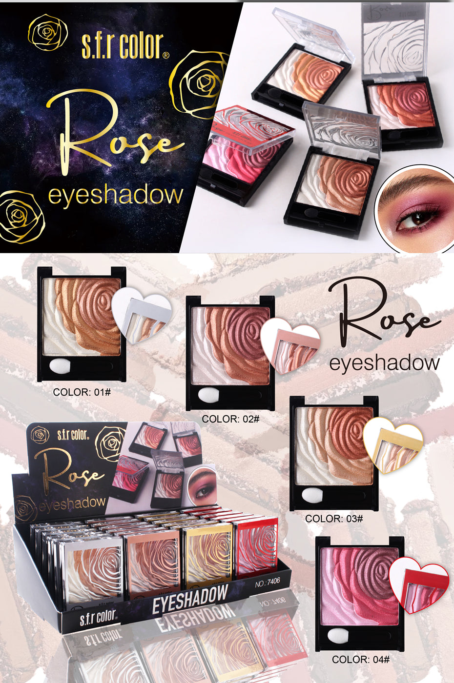 S.F.R. COLOR Rose Eyeshadow (24 pcs)