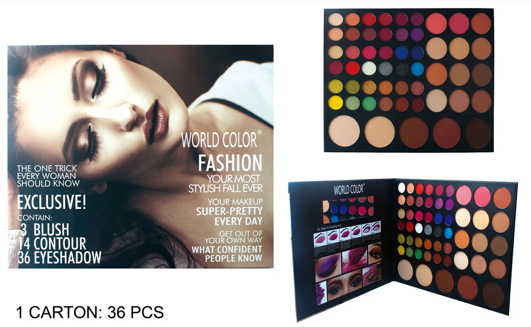 WORLD COLOR Fashion Makeup Palette 36 Eyeshadow 14 Contour 5 Blusher